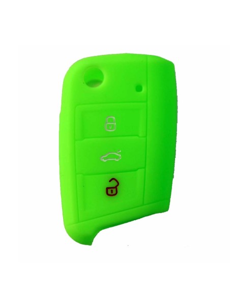 Guscio in Silicone Cover Chiave per Telecomando Volkswagen Golf (Serie 7) Seat Leon 7 Ibiza 7 Skoda Octavia A7 Portachiave Verde