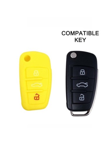 Guscio in Silicone Cover Chiave per Telecomando Audi A1 A3 A4 A6 A8 TT Q5 Q7 R8 S4 S6 Portachiave Giallo