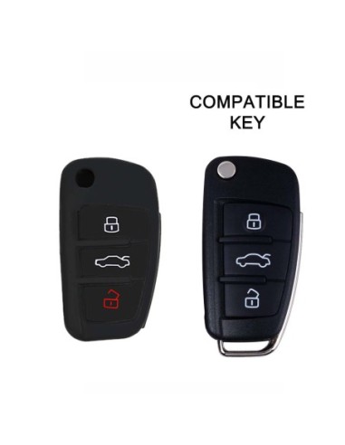 Guscio in Silicone Cover Chiave per Telecomando Audi A1 A3 A4 A6 A8 TT Q5 Q7 R8 S4 S6 Portachiave Nero
