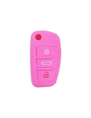 Guscio in Silicone Cover Chiave per Telecomando Audi A1 A3 A4 A6 A8 TT Q5 Q7 R8 S4 S6 Portachiave Rosa