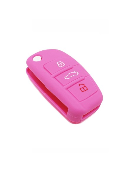 Guscio in Silicone Cover Chiave per Telecomando Audi A1 A3 A4 A6 A8 TT Q5 Q7 R8 S4 S6 Portachiave Rosa