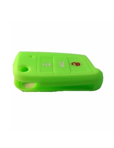 Guscio in Silicone Cover Chiave per Telecomando Volkswagen Golf (Serie 7) Seat Leon 7 Ibiza 7 Skoda Octavia A7 Portachiave Verde
