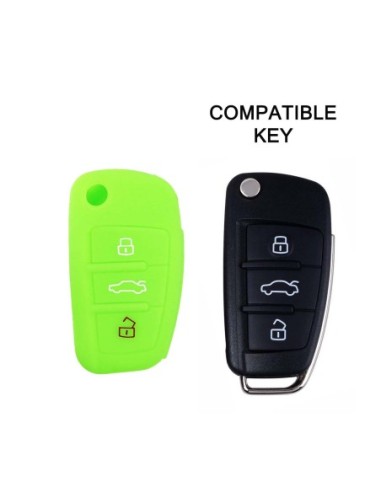 Guscio in Silicone Cover Chiave per Telecomando Audi A1 A3 A4 A6 A8 TT Q5 Q7 R8 S4 S6 Portachiave Verde