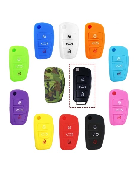 Guscio in Silicone Cover Chiave per Telecomando Audi A1 A3 A4 A6 A8 TT Q5 Q7 R8 S4 S6 Portachiave Verde