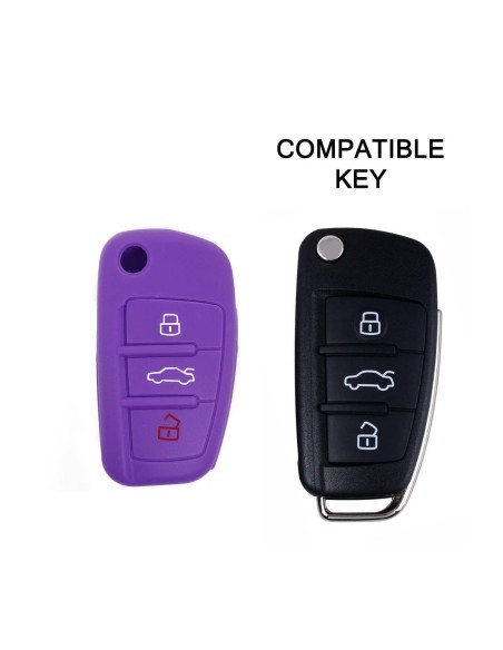Guscio in Silicone Cover Chiave per Telecomando Audi A1 A3 A4 A6 A8 TT Q5 Q7 R8 S4 S6 Portachiave Viola