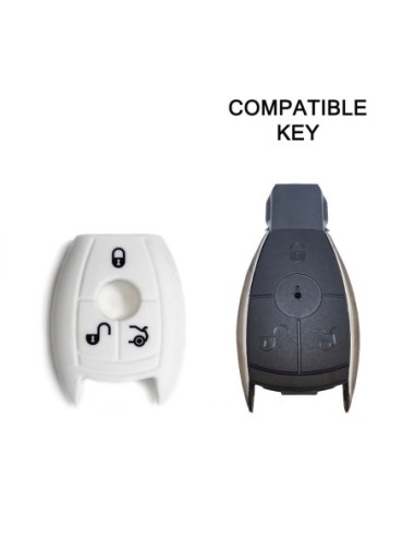 Guscio in Silicone Cover Chiave per Telecomando Mercedes-Benz Classe A C E S V ML CLK SLK Portachiave Bianco
