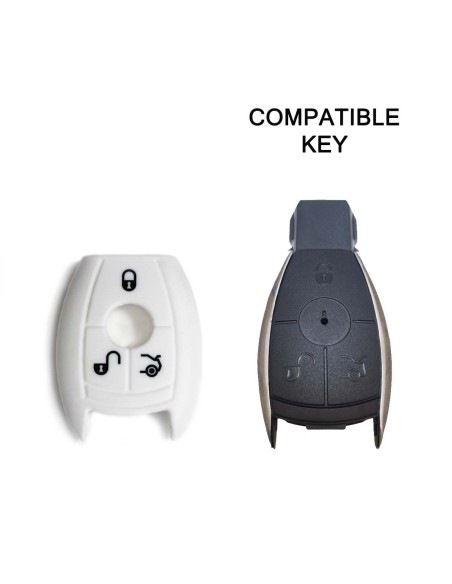 Guscio in Silicone Cover Chiave per Telecomando Mercedes-Benz Classe A C E S V ML CLK SLK Portachiave Bianco