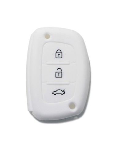 Guscio Silicone Cover Chiave per Telecomando Hyundai Portachiavi Bianco 3 Tasti i10 i20 i30 i40 ix20 ix25 ix30 ix35 ix45 ix55 Solaris Mistra Verna Sonata Santa Fe Tucson