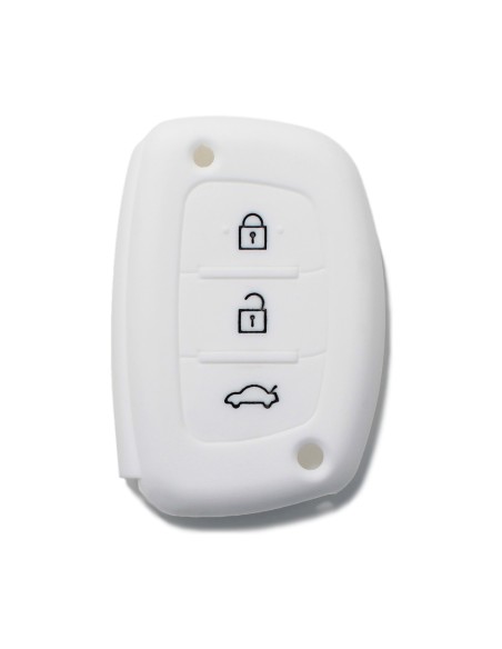 Guscio Silicone Cover Chiave per Telecomando Hyundai Portachiavi Bianco 3 Tasti i10 i20 i30 i40 ix20 ix25 ix30 ix35 ix45 ix55 Solaris Mistra Verna Sonata Santa Fe Tucson