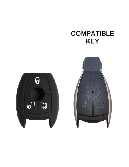 Guscio in Silicone Cover Chiave per Telecomando Mercedes-Benz Classe A C E S V ML CLK SLK Portachiave Nero