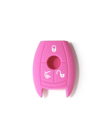 Guscio in Silicone Cover Chiave per Telecomando Mercedes-Benz Classe A C E S V ML CLK SLK Portachiave Rosa