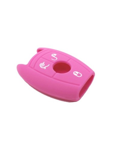 Guscio in Silicone Cover Chiave per Telecomando Mercedes-Benz Classe A C E S V ML CLK SLK Portachiave Rosa