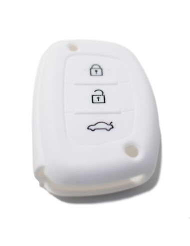 Guscio Silicone Cover Chiave per Telecomando Hyundai Portachiavi Bianco 3 Tasti i10 i20 i30 i40 ix20 ix25 ix30 ix35 ix45 ix55 Solaris Mistra Verna Sonata Santa Fe Tucson