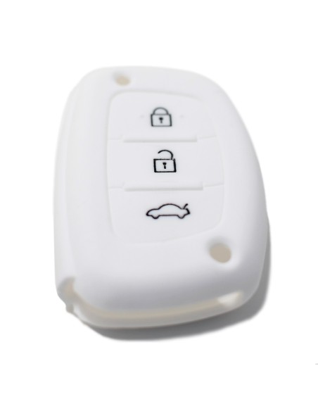 Guscio Silicone Cover Chiave per Telecomando Hyundai Portachiavi Bianco 3 Tasti i10 i20 i30 i40 ix20 ix25 ix30 ix35 ix45 ix55 Solaris Mistra Verna Sonata Santa Fe Tucson