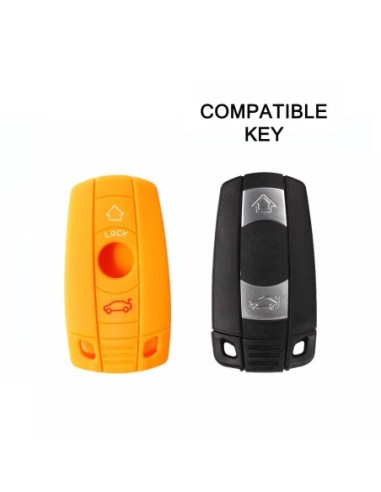 Guscio in Silicone Cover Chiave per Telecomando BMW Serie 1 3 5 6 7 X1 X3 X5 X6 Z4 Portachiave Arancione
