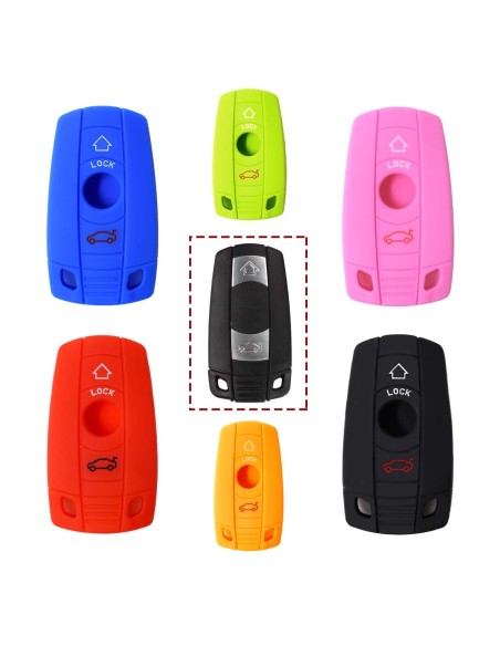 Guscio in Silicone Cover Chiave per Telecomando BMW Serie 1 3 5 6 7 X1 X3 X5 X6 Z4 Portachiave Arancione