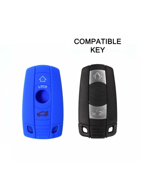 Guscio in Silicone Cover Chiave per Telecomando BMW Serie 1 3 5 6 7 X1 X3 X5 X6 Z4 Portachiave Blu