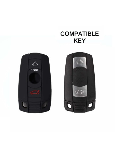 Guscio in Silicone Cover Chiave per Telecomando BMW Serie 1 3 5 6 7 X1 X3 X5 X6 Z4 Portachiave Nero
