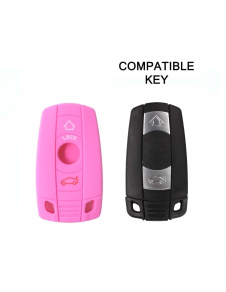 Guscio in Silicone Cover Chiave per Telecomando BMW Serie 1 3 5 6 7 X1 X3 X5 X6 Z4 Portachiave Rosa