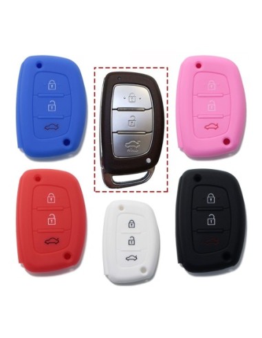 Guscio Silicone Cover Chiave per Telecomando Hyundai Portachiavi Bianco 3 Tasti i10 i20 i30 i40 ix20 ix25 ix30 ix35 ix45 ix55 Solaris Mistra Verna Sonata Santa Fe Tucson