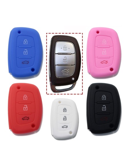 Guscio Silicone Cover Chiave per Telecomando Hyundai Portachiavi Bianco 3 Tasti i10 i20 i30 i40 ix20 ix25 ix30 ix35 ix45 ix55 Solaris Mistra Verna Sonata Santa Fe Tucson