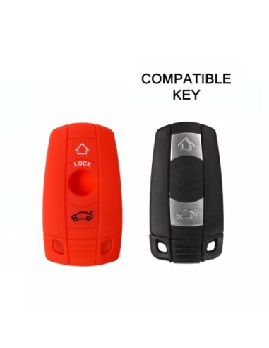 Guscio in Silicone Cover Chiave per Telecomando BMW Serie 1 3 5 6 7 X1 X3 X5 X6 Z4 Portachiave Rosso