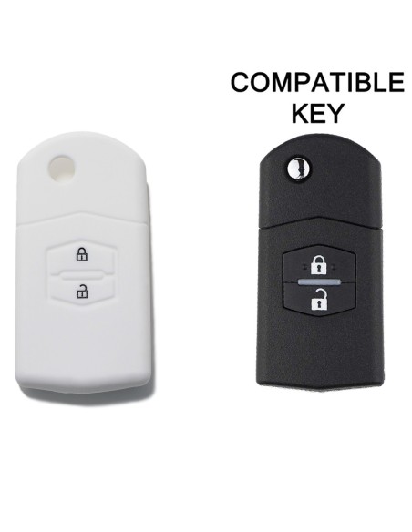 Guscio Silicone Cover Chiave Telecomando Mazda Portachiave Bianco 2 3 5 6 BT50 CX-5 CX-7 CX-9 MX5 RX8