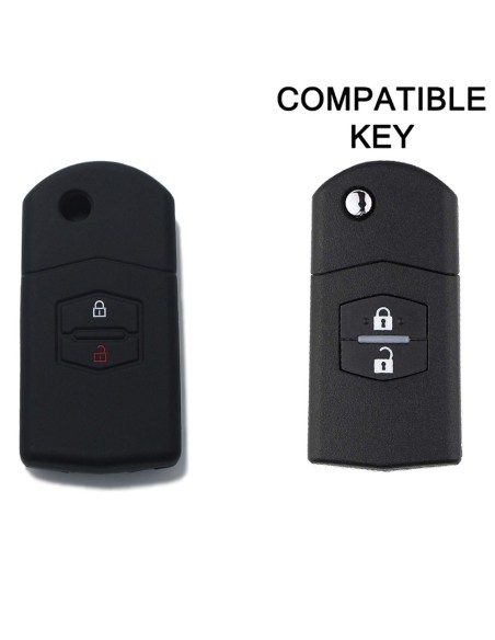 Guscio Silicone Cover Chiave Telecomando Mazda Portachiave Nero 2 3 5 6 BT50 CX-5 CX-7 CX-9 MX5 RX8