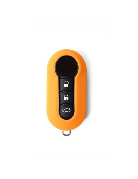 Guscio in Silicone Cover Chiave Aperto per Telecomando Fiat Grande Punto Evo Panda Bravo Stilo 500 L e Lancia Y Delta Musa Portachiave Arancione