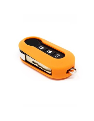 Guscio in Silicone Cover Chiave Aperto per Telecomando Fiat Grande Punto Evo Panda Bravo Stilo 500 L e Lancia Y Delta Musa Portachiave Arancione