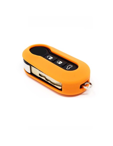 Guscio in Silicone Cover Chiave Aperto per Telecomando Fiat Grande Punto Evo Panda Bravo Stilo 500 L e Lancia Y Delta Musa Portachiave Arancione