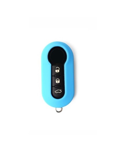 Guscio in Silicone Cover Chiave Aperto per Telecomando Fiat Grande Punto Evo Panda Bravo Stilo 500 L e Lancia Y Delta Musa Portachiave Azzurro