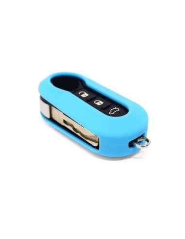 Guscio in Silicone Cover Chiave Aperto per Telecomando Fiat Grande Punto Evo Panda Bravo Stilo 500 L e Lancia Y Delta Musa Portachiave Azzurro