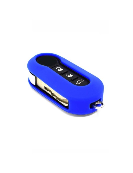 Guscio in Silicone Cover Chiave Aperto per Telecomando Fiat Grande Punto Evo Panda Bravo Stilo 500 L e Lancia Y Delta Musa Portachiave Blu