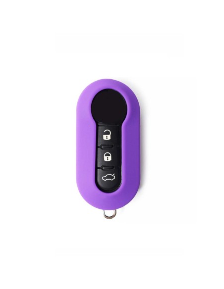 Guscio in Silicone Cover Chiave Aperto per Telecomando Fiat Grande Punto Evo Panda Bravo Stilo 500 L e Lancia Y Delta Musa Portachiave Viola