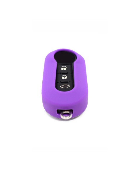 Guscio in Silicone Cover Chiave Aperto per Telecomando Fiat Grande Punto Evo Panda Bravo Stilo 500 L e Lancia Y Delta Musa Portachiave Viola