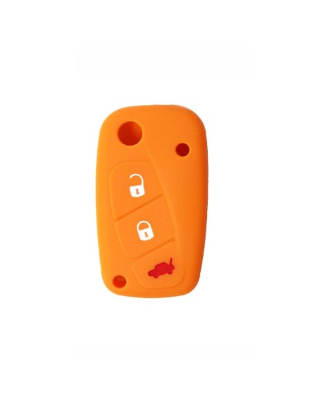 Guscio in Silicone Cover Chiave per Telecomando Fiat Grande Punto Panda Bravo Stilo Ducato Ulysse Doblò Portachiave Arancione