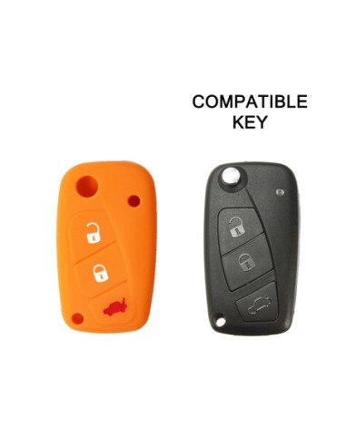 Guscio in Silicone Cover Chiave per Telecomando Fiat Grande Punto Panda Bravo Stilo Ducato Ulysse Doblò Portachiave Arancione