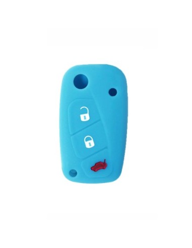 Guscio in Silicone Cover Chiave per Telecomando Fiat Grande Punto Panda Bravo Stilo Ducato Ulysse Doblò Portachiave Azzurro