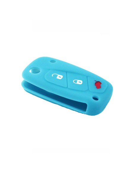 Guscio in Silicone Cover Chiave per Telecomando Fiat Grande Punto Panda Bravo Stilo Ducato Ulysse Doblò Portachiave Azzurro