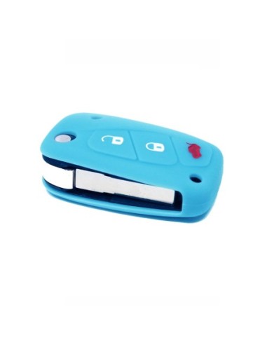 Guscio in Silicone Cover Chiave per Telecomando Fiat Grande Punto Panda Bravo Stilo Ducato Ulysse Doblò Portachiave Azzurro