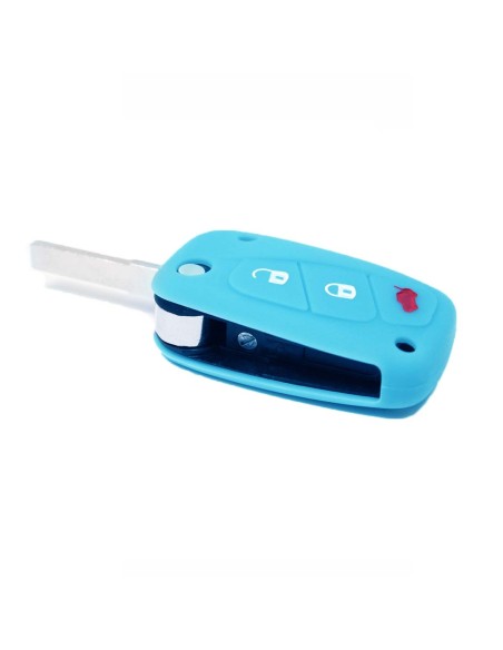Guscio in Silicone Cover Chiave per Telecomando Fiat Grande Punto Panda Bravo Stilo Ducato Ulysse Doblò Portachiave Azzurro