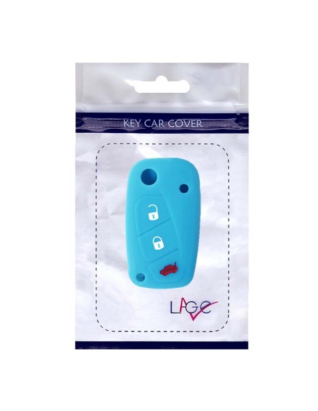 Guscio in Silicone Cover Chiave per Telecomando Fiat Grande Punto Panda Bravo Stilo Ducato Ulysse Doblò Portachiave Azzurro