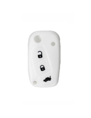 Guscio in Silicone Cover Chiave per Telecomando Fiat Grande Punto Panda Bravo Stilo Ducato Ulysse Doblò Portachiave Bianco