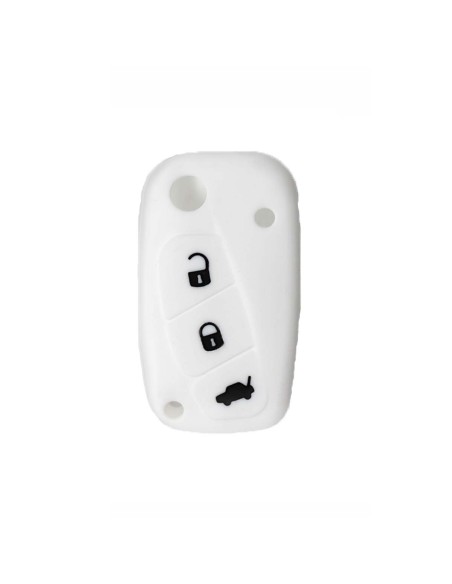 Guscio in Silicone Cover Chiave per Telecomando Fiat Grande Punto Panda Bravo Stilo Ducato Ulysse Doblò Portachiave Bianco