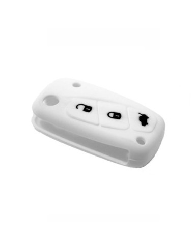 Guscio in Silicone Cover Chiave per Telecomando Fiat Grande Punto Panda Bravo Stilo Ducato Ulysse Doblò Portachiave Bianco