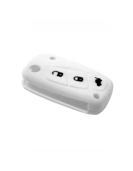Guscio in Silicone Cover Chiave per Telecomando Fiat Grande Punto Panda Bravo Stilo Ducato Ulysse Doblò Portachiave Bianco