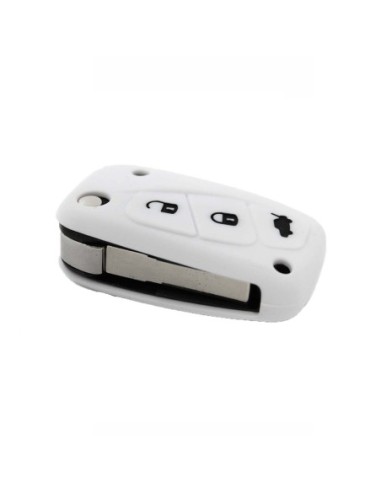 Guscio in Silicone Cover Chiave per Telecomando Fiat Grande Punto Panda Bravo Stilo Ducato Ulysse Doblò Portachiave Bianco