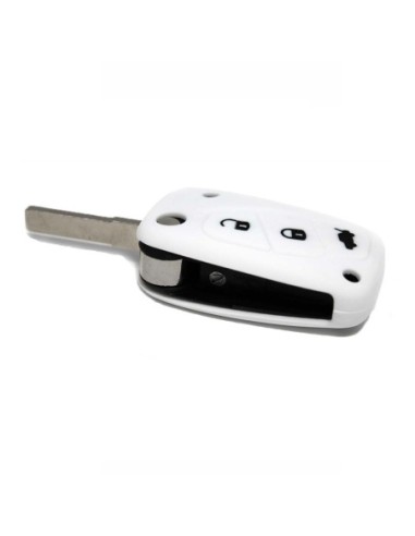 Guscio in Silicone Cover Chiave per Telecomando Fiat Grande Punto Panda Bravo Stilo Ducato Ulysse Doblò Portachiave Bianco