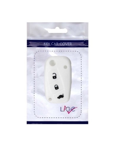 Guscio in Silicone Cover Chiave per Telecomando Fiat Grande Punto Panda Bravo Stilo Ducato Ulysse Doblò Portachiave Bianco